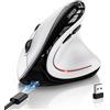 Uineer Mouse Ergonomico Wireless, Mouse Verticale Bluetooth Ricaricabile con Click Silenzioso, Illuminazione RGB a 7 Colori, 4 Livelli DPI, Mouse Multi-Dispositivo per Laptop, PC, Mac, Ufficio