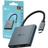 TP-Link UH3020C Hub USB-C 3 in 1, 1 HDMI 4K@60Hz, 1 USB-C PD Rapida a 100 W, 1 Porta USB-A 3.0 SuperSpeed a 5 Gbps, Supporta Mac OS, Windows 11/10/8.1/8/7, Linux OS, iPadOS, iOS, Android e Chrome OS