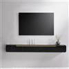 Dawselod Mobile porta TV a parete in legno massello, mobile TV moderno a parete con 2 cassetti, fori passacavi, angoli arrotondati, soggiorno, camera da letto, design sospeso salvaspazio (A Bianco, 140CM)
