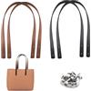 TOKSEO 4 Manici da Tasca in Poliuretano, Spallacci in Pelle, 60 cm, Accessori per Borsa di Ricambio Rimovibili, con 16 Rivetti per Borse a Mano (Nero/Marrone)