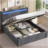 AOGLLATI AGOLLATI Letto Matrimoniale con Contenitore 140x190 Letto Contenitore Matrimoniale Con LED Letto Contenitore Idraulico con Stazione Di Ricarica Struttura Letto Matrimoniale Con Testiera Regolabile