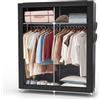 INTIRILIFE Armadio pieghevole 108x170x45 cm in RABEN SCHWARZ - Armadio in tessuto con cerniera e asta appendiabiti, tasca laterale e scomparti - Ripiano a innesto, struttura in metallo