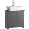 SoBuy Mobile Bagno Sottolavabo - Mobiletto Bagno Salvaspazio con Ante e Ripiano Regolabile - Mobile Sotto Lavabo da Bagno in MDF, Grigio Scuro, 60x60x29cm, BZR18-DG
