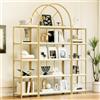 Kelodan Set di 3 scaffali modulari, 163 x 30 x 184 cm, telaio in metallo dorato, pavimenti in MDF bianco, design ad arco, per soggiorno, cucina, ufficio