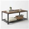 IvoQ Tavolino da caffè industriale - Effetto legno vintage e acciaio - 2 livelli - Con ripiano in rete - Tavolo da soggiorno industriale - robusto, elegante e facile da montare