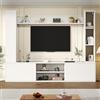 JCFEIDQW Set completo da parete per soggiorno, TV, mobili da soggiorno (set completo, 4 pezzi), scheda TV (vetrine) + scaffale + 2 mensole da parete (in piedi/sospeso), per TV fino a 80, 180 x 35 x