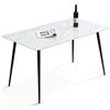 SHARPDO Tavolo da Pranzo in Pietra Sinterizzata - 140×80 cm, 4-6 Persone, Finitura Lucida, Antigraffio e Resistente al Calore, Struttura in Acciaio, Dining Table, Design Moderno, Bianco