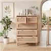 HYTKKBD Cassettiera Camera da Letto, Cassettiera 5 Cassetti in Stile Bohemien, Comò in Legno con 6 Cassetti, per Ingresso, Soggiorno, Cameretta e Corridoio in Legno (Colore legno naturale, 5 cassetti)