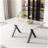 SUKY Tavolo da pranzo 140x80x76 cm, struttura in marmo nero e bianco, design gambe incrociate, moderno in ferro battuto