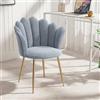 Luxstein Sedia da Toeletta, Poltrona in Velluto Con Gambe in Metallo Dorato,Sedia Imbottita per Soggiorno, Poltrona Dal Design Moderno,62x56x79 cm,Grigio