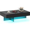 COSTWAY Tavolino da Salotto Moderno, Tavolino da Caffè con Luci LED Regolabili, 3 Cassetti e Telecomando, Tavolo Basso Rettangolare per Soggiorno, Studio e Ufficio, 120 x 70 x 35 cm (Nero)