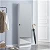 [en.casa] Armadio Portascarpe con Anta a Specchio Scarpiera Armadio Stretto con 5 Contenitori Morbidi in Tessuto Effetto Lana 160 x 48 x 20 cm - Bianco
