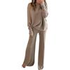Surttan Tuta Lavorati da Donna Elegante Tute in 2 Pezzi Lana Leggera Completi Pullover a Maniche Lunghe e Pantalone a Gamba Larga in Vita Completo Jogging a Metà Autunno Set Tuta in Maglia Comodo