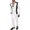 ENEN Vestito da Uomo, 2 Pezzi, Slim Fit Camicia Casual a Maniche Lunghe, da Uomo, Elegante Giacca con Pantaloni, Moderno, per Feste (Bianco,XL)