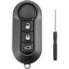 Chaexii Custodia per chiave Fiat 500, Panda, Punto, Bravo, Stilo, Ducato, Grande, a 3 tasti, custodia chiave pieghevole con cacciavite, telecomando Fiat 500