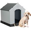 Aqpet Cuccia per Cani in Plastica per Esterno Interno Casa Giardino, Impermeabile con Pavimento Rialzato, per Cani Taglia Media 87 x 78 x 81 H, Grigio