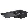 Grohe K500 Lavello in Materiale Composito con Gocciolatoio, Vasca e Mezza e Gocciolatoio, Granite Black, 100 x 50 cm