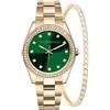Roccobarocco Set Orologio Roccobarocco Donna Gold con Quadrante Verde + Bracciale Tennis Zirconi