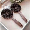 NONE 1Pc Setola di cinghiale Rotonda Districante Spazzola per capelli per il volume Cura del cuoio capelluto Massaggio Donne Bagnato Riccio Pettine Salone di parrucchiere Strumenti per lo styling