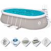 Piscina Fuoriterra Ovale Avenli con Struttura in Acciaio Cm 540x304x106 Grigia con Pompa Filtro, Scala e Teli Inclusi