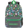 Get Trend Minecraft Zaino Scuola Ragazzo, Borsa Zaino Badge Personaggi Spallacci Regolabili Imbottiti Tasca Rete Ideale Scuola (Verde/Grigio Minecraft)