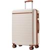Kono Valigia Media 66.5cm, Valigia Leggera in Composito ABS+PC, Equipaggio Mano con 4 Ruote, Bianco