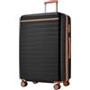 Kono Valigia Grande 76.5cm, Valigia da Viaggio Grande 23kg in Composito ABS+PC, Equipaggio Mano con 4 Ruote, Nero