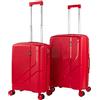 ITACA - Set valigie - Set Valigie Rigide Offerte. Valigia Grande Rigida, Valigia Media Rigida e Bagaglio a Mano. Set di Valigie con Lucchetto Combinazione TSA, Rosso