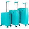ITACA - Set valigie - Set Valigie Rigide Offerte. Valigia Grande Rigida, Valigia Media Rigida e Bagaglio a Mano. Set di Valigie con Lucchetto Combinazione TSA, Turchese
