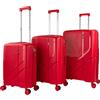 ITACA - Set valigie - Set Valigie Rigide Offerte. Valigia Grande Rigida, Valigia Media Rigida e Bagaglio a Mano. Set di Valigie con Lucchetto Combinazione TSA, Rosso
