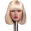 AMITD 1/6 Scultura della testa femminile, Bellezza Asian Girl Short Blonde Hair Head Carved for 12inch FeMaschio Action Figure Corpo