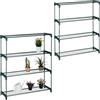 Relaxdays Scaffale Porta Piante a 4 Ripiani, Set 2 Portapiante, Fiori ed Erbe, Mobile in Acciaio, 106x91x28 cm, Verde