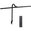 Relaxdays Lampada da scrivania Relaxdays, Telecomando e Touch, LED a Doppia Testa, Larghezza 80 cm, Morsetto con Collo D'Oca, Nera