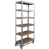 Relaxdays scaffale Pesante su Ruote, HxLxP 209x90x40 cm, 900 kg, 6 Ripiani, Acciaio, a Incastro, Argento