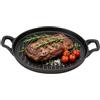 Tissting BBQ Padella per Grigliare in Ghisa, Piastra in Ghisa 0,8 Pollici Nera Rotonda Padella Antiaderente con Doppio Manico Padellas Reversibile per Piano Cottura Elettrico Gas e Griglie Gas(31CM)