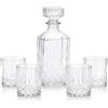 Holyhome Decanter Whisky 5 Pezzi - Caraffa in Vetro Tagliato 900ml con Tappo + 4 Bicchieri Old Fashioned 230ml - Design Effetto Cristallo - Ideale per Whisky, Bourbon, Scotch e Rum