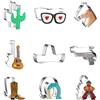 WDYJMALL Set di 9 formine per biscotti a forma di cowboy, con cactus, occhiali, cavallo, chitarra, messicano, cinco de Mayo, sombrero, cappello, pistola, stivale, ferro di cavallo, cowboy, cowboy, B