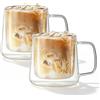 SUNOYA Latte Macchiato Set di 2 bicchieri da caffè a doppia parete da 400 ml, con manico, a doppia parete, per cappuccino, latte, tè, caffè, latte, succo, birra