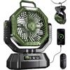 VTHW Ventilatore da Campeggio con Lanterna a LED, 20000 mAh Ventilatore da Tavolo con Telecomando e Gancio, Rotazione di 270°, Velocità Continua, Modalità Timer, per Tenda da Interno ed Esterno（Verde）