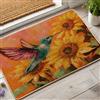 Generic Zerbino estivo con colibrì, decorazione colorata con uccelli e girasoli, per ingresso esterno e interno, in gomma, impermeabile, antiscivolo, assorbe la polvere, facile da pulire, 73 x 43 cm