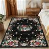 MOSISO 121 x 182 cm Tappeto Soggiorno, Morbido Tappeti Antiscivolo Forma Grappoli Fiori Pelo Corto, Tapetto Rettangolare Lavabile Finta Lana per Soggiorno, Camera Letto, Sala Pranzo, Casa, Nero