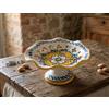 ILAB Centrotavola alzata piccola in ceramica decorata a mano da ceramisti siciliani di Santo Stefano di Camastra fiore rosso art 5