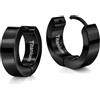 SoulCats Soul-Cats Orecchini a cerchio con cerniera in titanio nero G23 - Orecchini a cerchio unisex ultraleggeri orecchini per donna e uomo diametro 14 mm/larghezza 5 mm