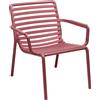 NARDI - Set di 4 Poltrone basse impilabili Doga - Rosso - Resina in fibra di vetro - Designer Raffaello Galiotto