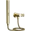 OihPaw Soffione doccia,Con 2 modalità d'acqua (modalità pioggia e modalità flusso forte),Interfaccia comune,Rotondo Soffione doccia alta pressione,Oro spazzolato,Doccia manuale + flessibile + supporto