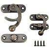 JPGhaha 20Pz Gancio Destro con Viti in Antico Bronzo Fermaglio a Gancio per Decorazione Fai da Te Borsa Hasp Corno Serratura Legno Antico Hasp per Jewelry Box Cassetto Cerniera Armadietto
