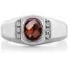 Artik Jewels Naturale Granato Gemma Con 14K Placcato Oro Bianco Anello Argento per Uomo AJ782