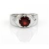 Artik Jewels Naturale Granato Gemma Con 14K Placcato Oro Bianco Anello Argento per Uomo AJ800