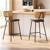 chairus Set di 2 Sgabelli Cucina in Ecopelle Sgabello da Bar con Schienale in Rattan Sedie Alti con Gambe in Metallo Sgabello Moderno Design per Bar/Penisola/Sala da Pranzo, Nero