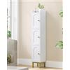 Hzuaneri Mobile Bagno, Mobiletto Bagno Salvaspazio con 3 Ante, Stretto per Colonna Bagnos con 4 Piedini Regolabili, per Soggiorno, Lavanderia, 20 x 20 x 108,5 cm, Bianco EBC22313G